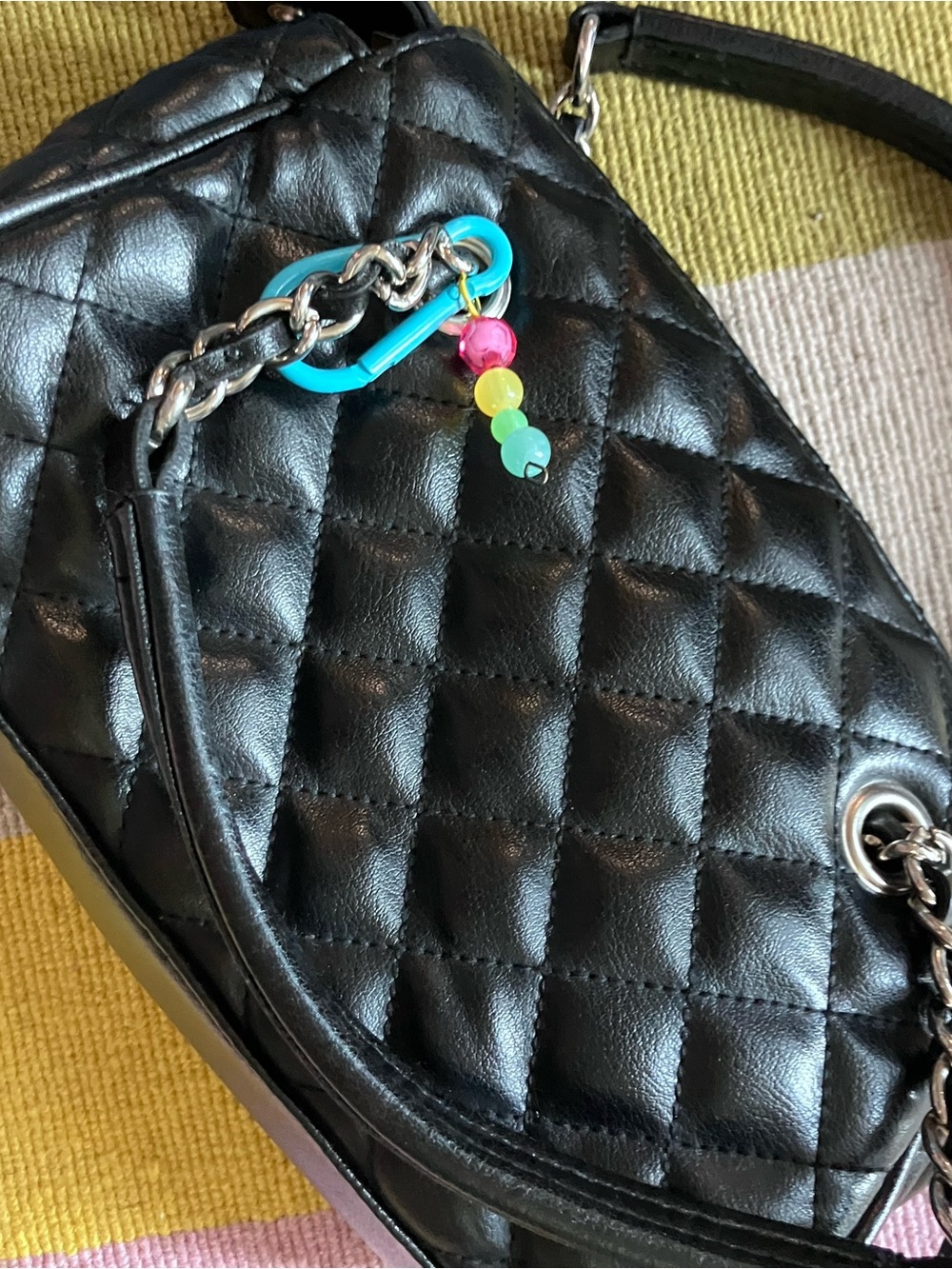 Black Quilted Mini Shoulder Bag with Chain Strap